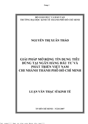 Giải Pháp Mở Rộng Tín Dụng Tiêu Dùng Tại Ngân Hàng Đầu