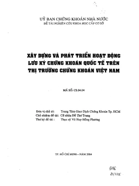 Nghiên Cứu Phát Triển Hoạt Động Lưu Ký Chứng Khoán Quốc 
