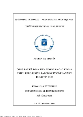 Công Tác Kế Toán Tiền Lương Tại Công Ty Cổ Phần Xây Dựng