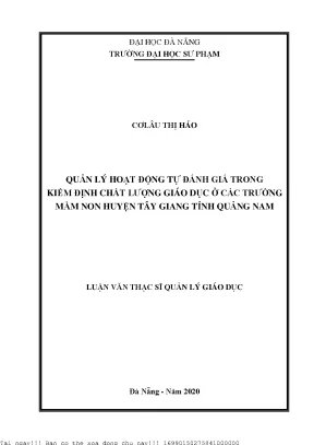 Quản Lý Hoạt Động Tự Đánh Giá Chất Lượng Giáo Dục Mầm