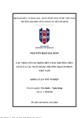 Nghiên cứu các yếu tố ảnh hưởng đến tăng trưởng tiền gửi