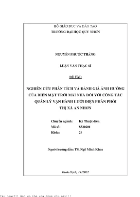 Nghiên Cứu Ảnh Hưởng Của Điện Mặt Trời Mái Nhà Đến Quản