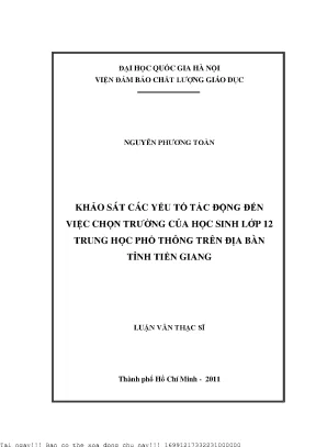 Khảo Sát Yếu Tố Tác Động Đến Lựa Chọn Trường Của Học