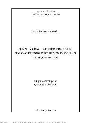 Quản Lý Kiểm Tra Nội Bộ Tại Trường THCS Huyện Tây Giang,
