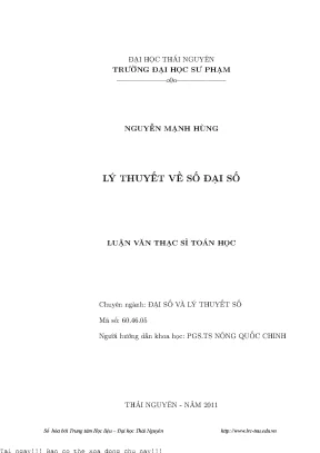 Lý Thuyết Số Đại Số: Nghiên Cứu và Ứng Dụng