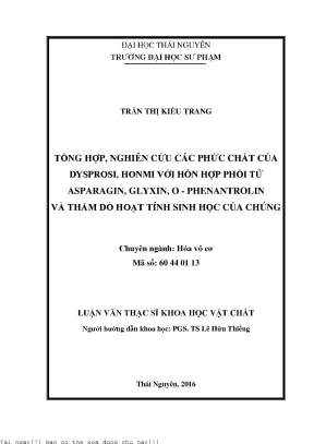 Nghiên Cứu Phức Chất Dysprosi và Honmi với Amino Axit và