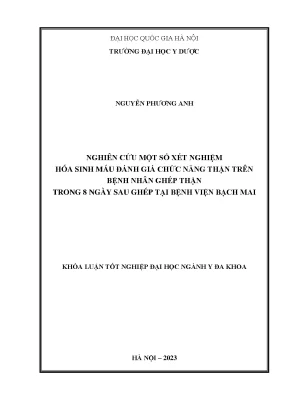 Nghiên Cứu Xét Nghiệm Hóa Sinh Đánh Giá Chức Năng Thận