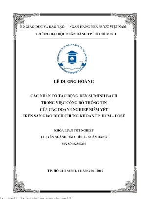 Nhân Tố Tác Động Đến Minh Bạch Thông Tin Doanh Nghiệp