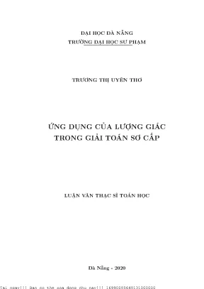 Ứng Dụng Lượng Giác Trong Giải Toán Sơ Cấp