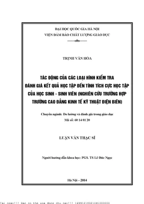 Tác động của Kiểm tra - Đánh giá đến Tính Tích Cực Học