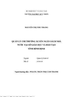 Quản Lý Chi Thường Xuyên Ngân Sách Nhà Nước Tại Sở Giáo