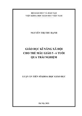 Giáo Dục Kỹ Năng Xã Hội Cho Trẻ Mẫu Giáo 5-6 Tuổi Qua 