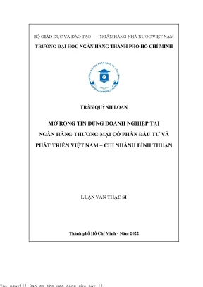 Giải Pháp Mở Rộng Tín Dụng Doanh Nghiệp Tại BIDV Bình Thuận