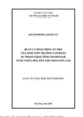 Quản Lý Hoạt Động Tự Học Của Sinh Viên Trường Cao Đẳng
