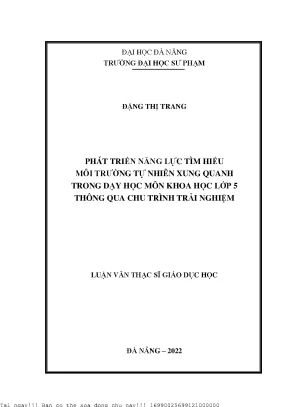 Phát Triển Năng Lực Tìm Hiểu Môi Trường Tự Nhiên Trong