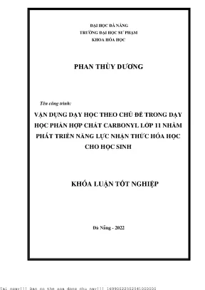 Vận Dụng Dạy Học Theo Chủ Đề Hợp Chất Carbonyl Lớp 11