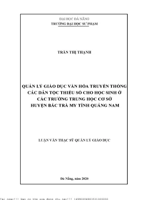 Quản Lý Giáo Dục Văn Hóa Truyền Thống Dân Tộc Thiểu Số