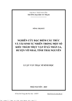 Nghiên Cứu Cấu Trúc và Tái Sinh Tự Nhiên Thảm Thực Vật 