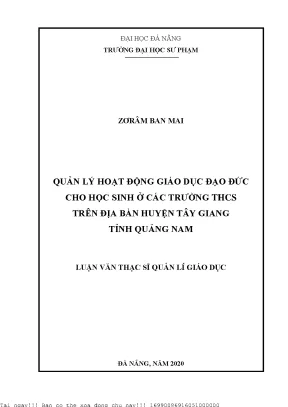 Quản Lý Hoạt Động Giáo Dục Đạo Đức Cho Học Sinh THCS Tại