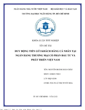 Huy Động Tiền Gửi Khách Hàng Cá Nhân Tại Ngân Hàng TMCP