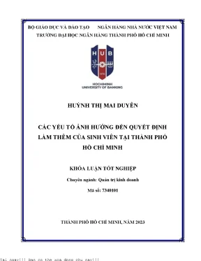 Yếu Tố Ảnh Hưởng Đến Quyết Định Làm Thêm Của Sinh Viên