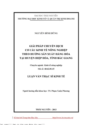 Giải Pháp Chuyển Dịch Cơ Cấu Kinh Tế Nông Nghiệp Tại
