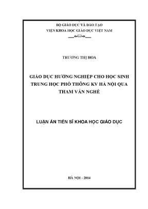 Giáo Dục Hướng Nghiệp Cho Học Sinh Trung Học Phổ Thông 