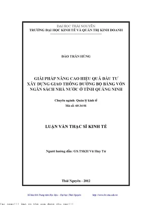 Giải Pháp Nâng Cao Hiệu Quả Đầu Tư Giao Thông Đường Bộ