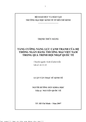 Nâng Cao Năng Lực Cạnh Tranh Của Ngân Hàng Thương Mại