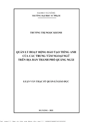Quản Lý Hoạt Động Đào Tạo Tiếng Anh Tại Các Trung Tâm