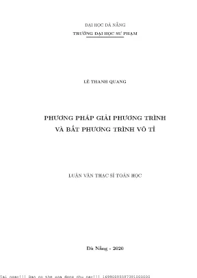 Phương Pháp Giải Phương Trình và Bất Phương Trình Vô Tỉ
