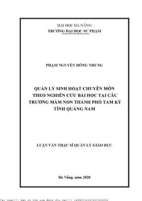 Quản Lý Sinh Hoạt Chuyên Môn Tại Trường Mầm Non Thành
