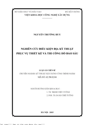 Nghiên Cứu Điều Kiện Địa Kỹ Thuật Cho Thiết Kế Hố Đào Sâu