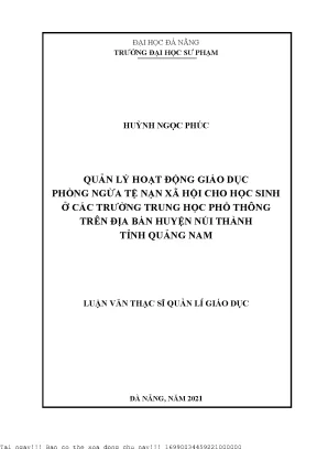 Quản Lý Hoạt Động Giáo Dục Phòng Ngừa Tệ Nạn Xã Hội Cho