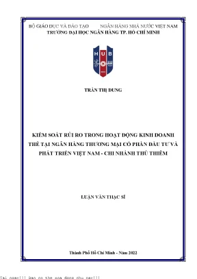 Kiểm Soát Rủi Ro Kinh Doanh Thẻ Tại Ngân Hàng Đầu Tư Và