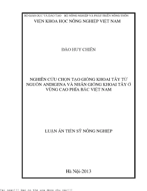 Nghiên Cứu Chọn Tạo Giống Khoai Tây Từ Nguồn Andigena