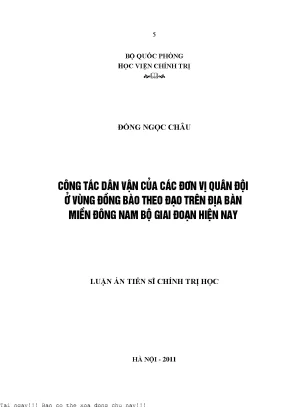 Công Tác Dân Vận Của Quân Đội Tại Miền Đông Nam Bộ