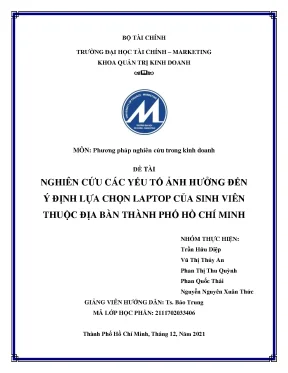 Nghiên Cứu Yếu Tố Ảnh Hưởng Đến Ý Định Lựa Chọn Laptop 