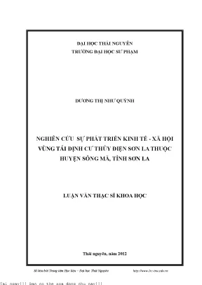 Phát Triển Kinh Tế - Xã Hội Vùng Tái Định Cư Thủy Điện 