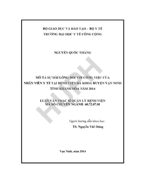 Nghiên Cứu Sự Hài Lòng Của Nhân Viên Y Tế Tại Bệnh Viện