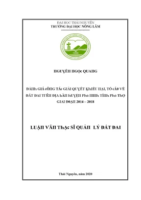 Quản lý đất đai tại Thái Nguyên: Nghiên cứu từ 2014 đến 2018