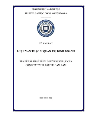 Phát Triển Nguồn Nhân Lực Tại Công Ty TNHH Đầu Tư Cam Lâm