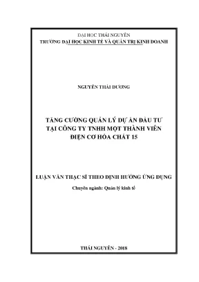 Tăng Cường Quản Lý Dự Án Đầu Tư Tại Công Ty TNHH Một