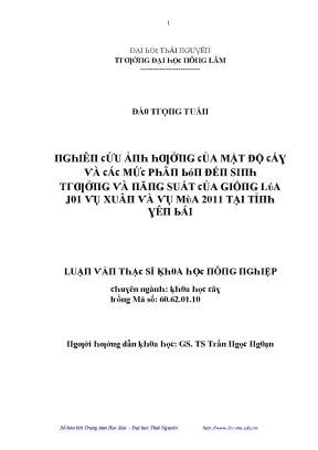 Nghiên cứu về mật độ và năng suất lúa tại Thái Nguyên