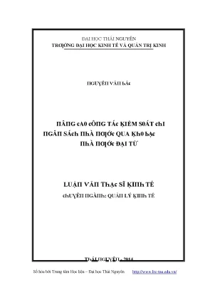 Quản lý kinh tế tại Đại học Thái Nguyên: Kiểm soát chất