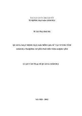 Quản lý dạy học môn lịch sử tại trung tâm giáo dục