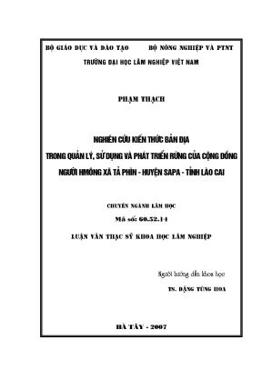 Nghiên cứu kiến thức bản địa trong quản lý và phát triển