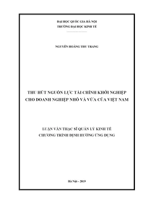Luận văn thu hút nguồn lực tài chính khởi nghiệp cho doanh nghiệp nhỏ và vừa của việt nam