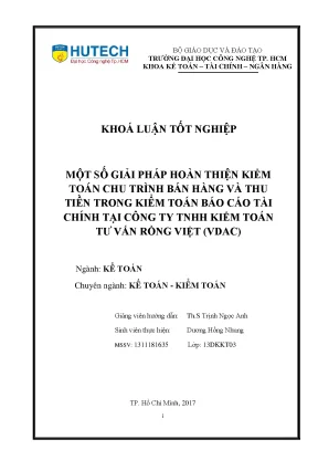 Giải Pháp Kiểm Toán Chu Trình Bán Hàng và Thu Tiền tại VDAC