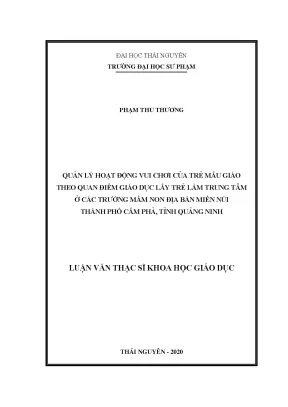 Quản Lý Hoạt Động Vui Chơi Trẻ Mẫu Giáo Theo Quan Điểm